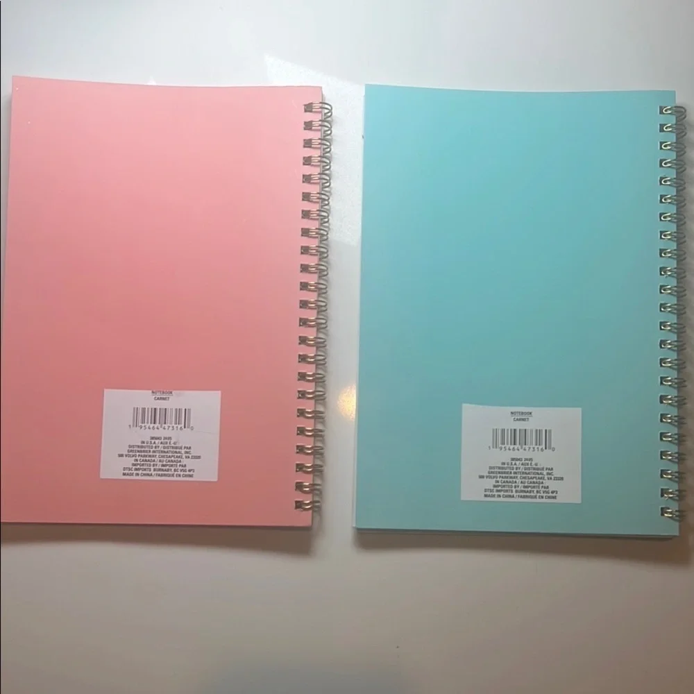 Set of 2 Pastel Pink and Blue Spiral Notebooks